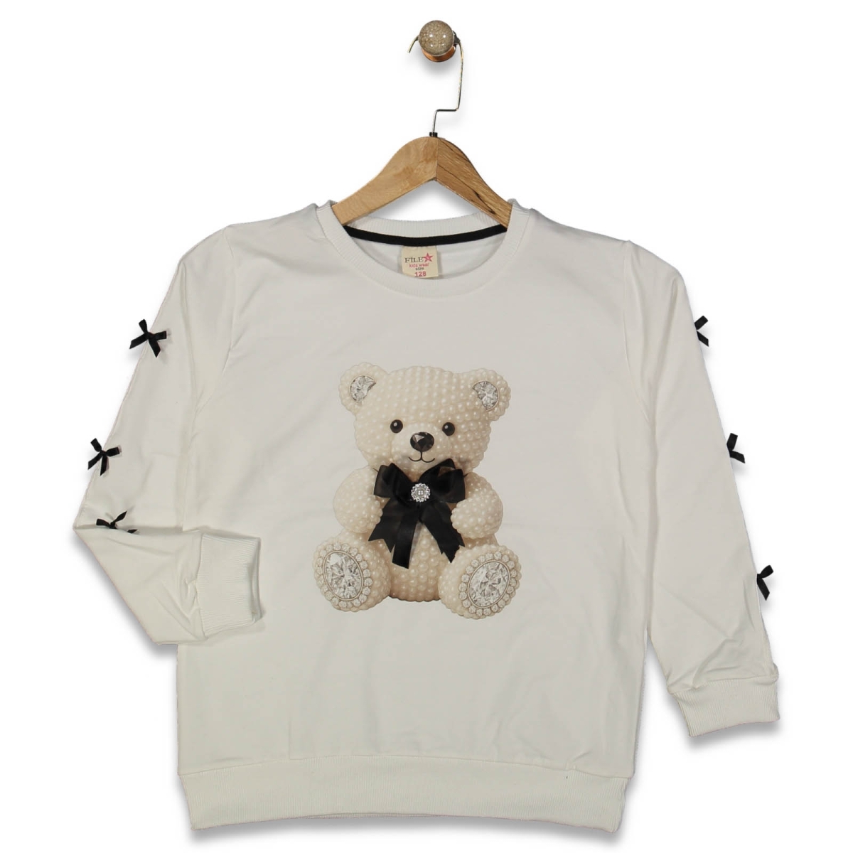 KIZ 8/14 YAŞ AYICIK BASKILI KOLLAR FİYONKLU UZUN