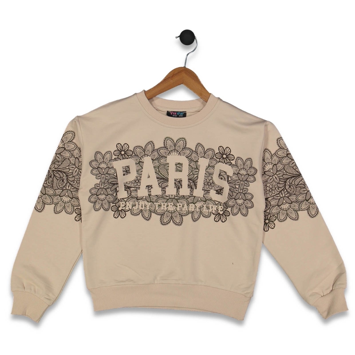 KIZ 8/16 YAŞ 2 İP DANTEL PARİS BASKILI SWEAT