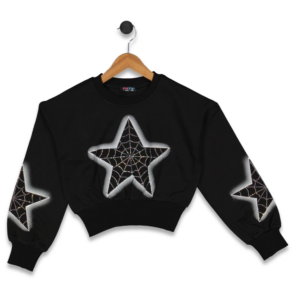 KIZ 8/16 YAŞ 2 İP YILDIZ BASKILI VE TAŞLI SWEAT