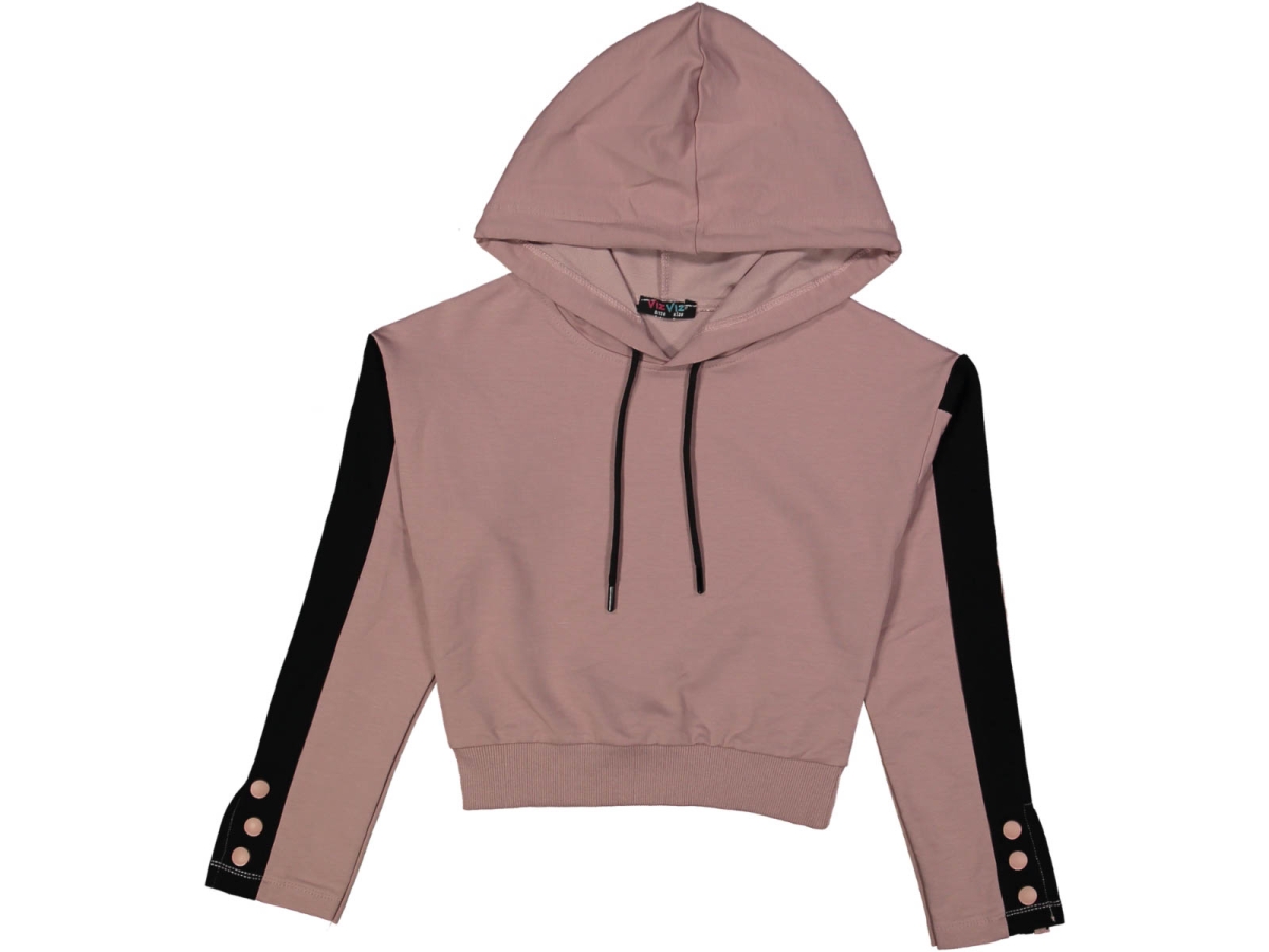 KIZ 8/16 YAŞ KAPŞONLU KOLLAR ÇITÇITLI TEK SWEAT