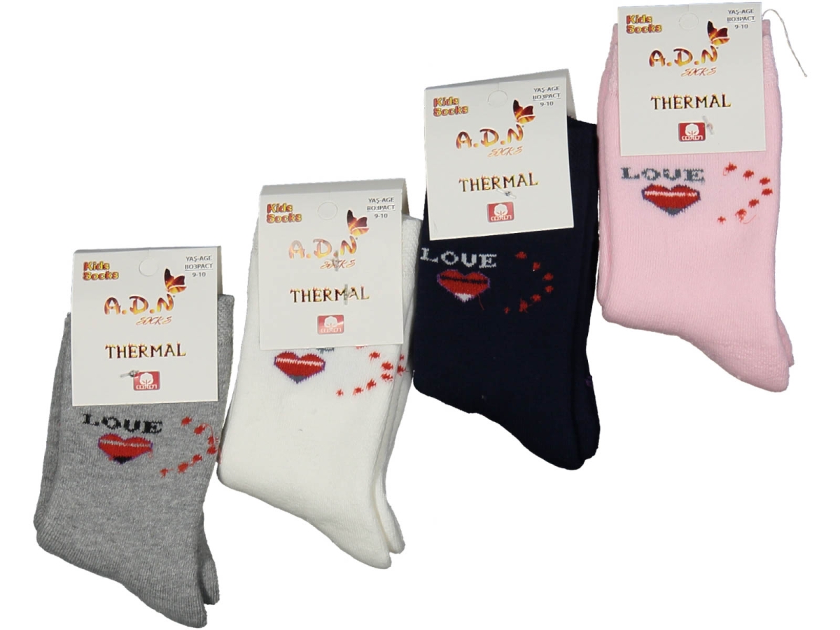 KIZ 9/10 YAŞ DESENLİ HAVLU SOKET ÇORAP