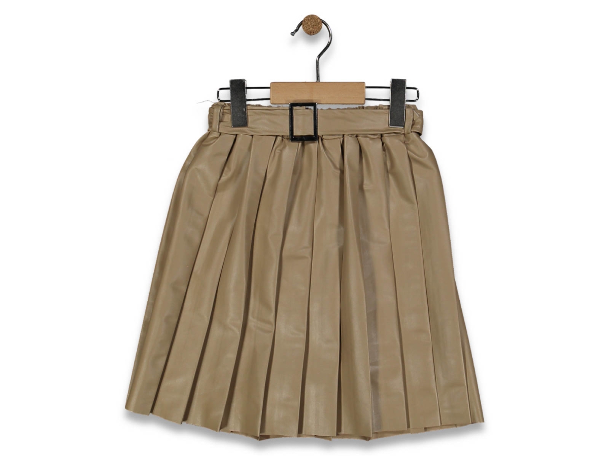 KIZ 9/12 YAŞ DERİ KEMERLİ PİLİSELİ ETEK