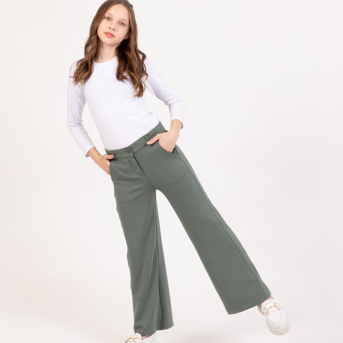 KIZ 9/12 YAŞ YANI TAŞLI PANTOLON