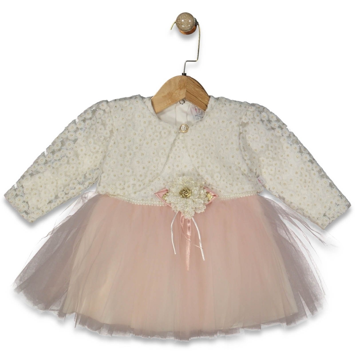 KIZ 9/18 AY ALTIN SİM ÇİÇEKLİ BOLEROLU ELBİSE