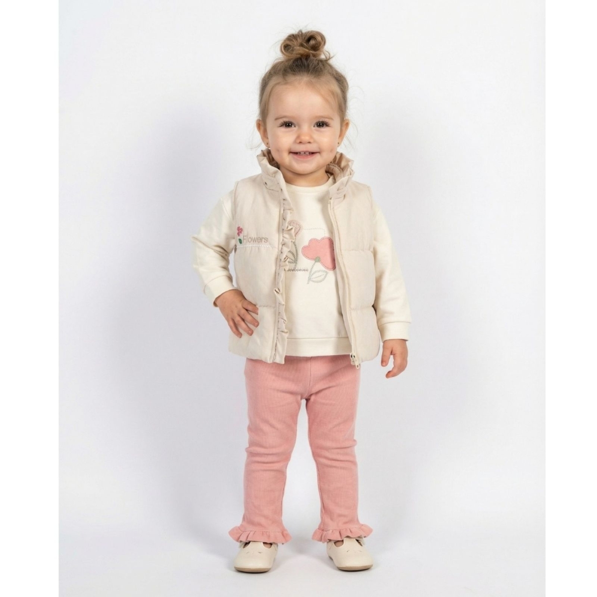 KIZ 9/18 AY FLOWERS YELEKLİ 3 LÜ ELYAFLI TAKIM