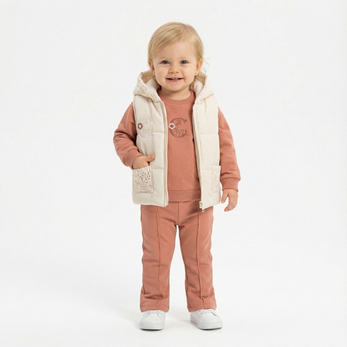 KIZ 9/18 AY OTANTİK C DESENLİ ELYAFLI YELEKLİ 3LÜ