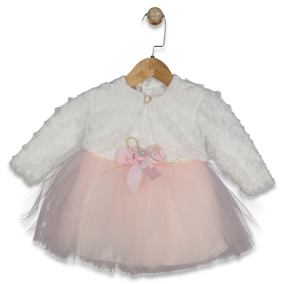 KIZ 9/18 AY PONPON PÜSKÜLLÜ BOLEROLU ELBİSE