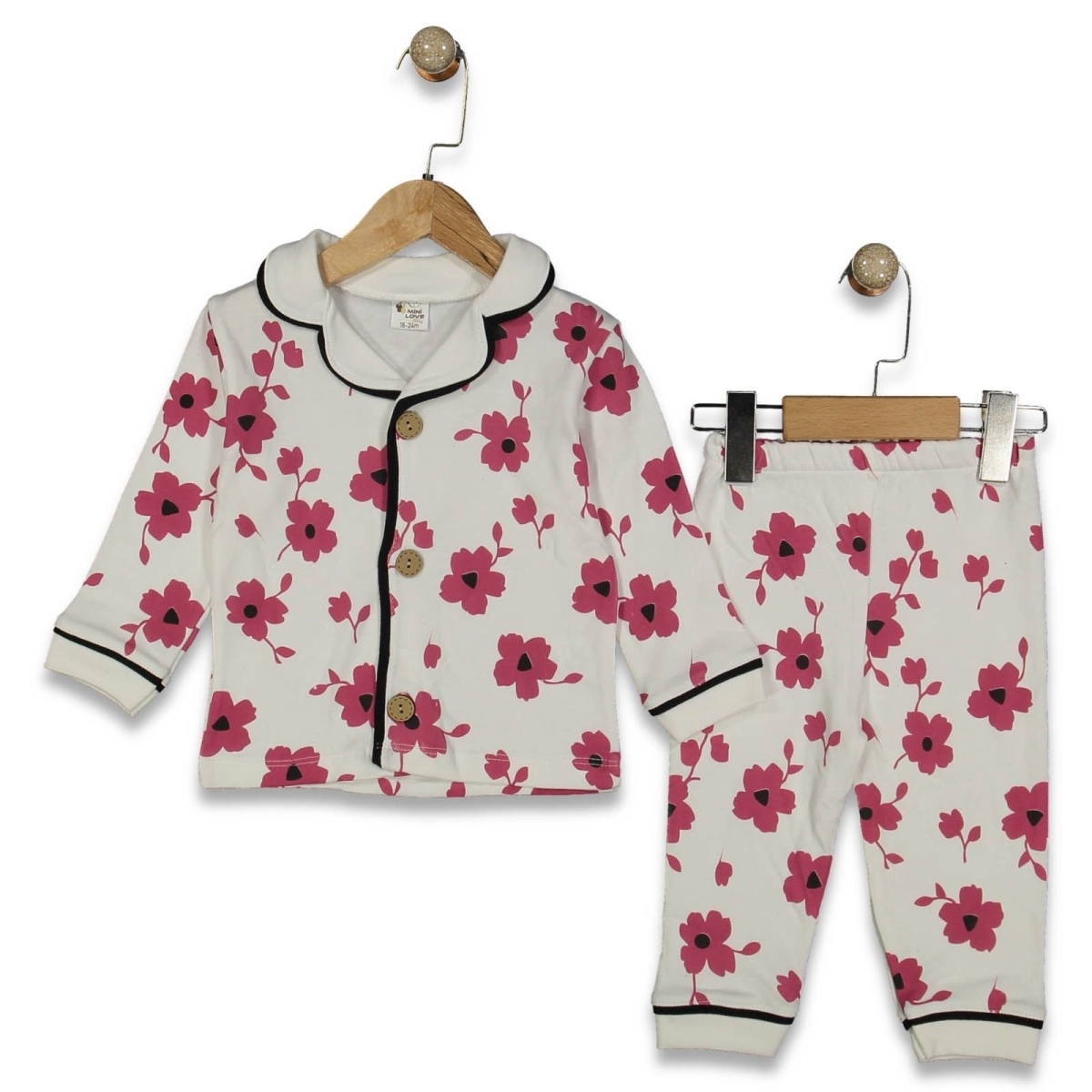 KIZ 9/24 AY ÇİÇEK BASKILI PİJAMA TAKIM