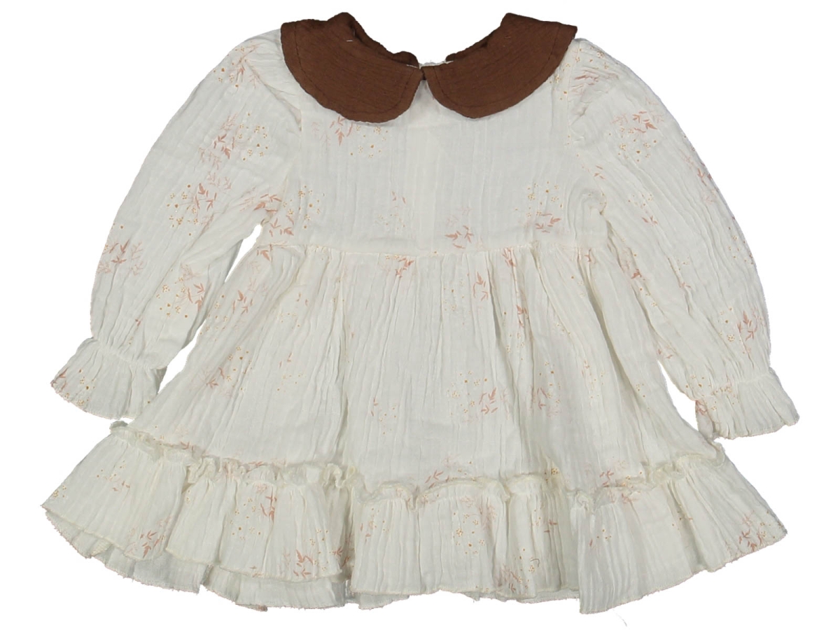 KIZ 9/24 AY ÇİÇEK BASKILI YAKALI ELBİSE