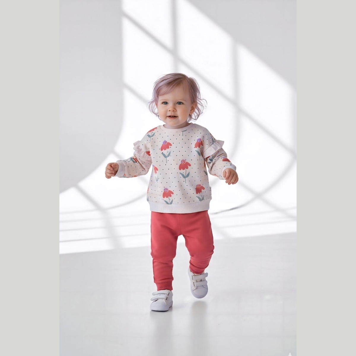 KIZ 9/24 AY ÇİÇEK DESENLİ BEBE TAKIM