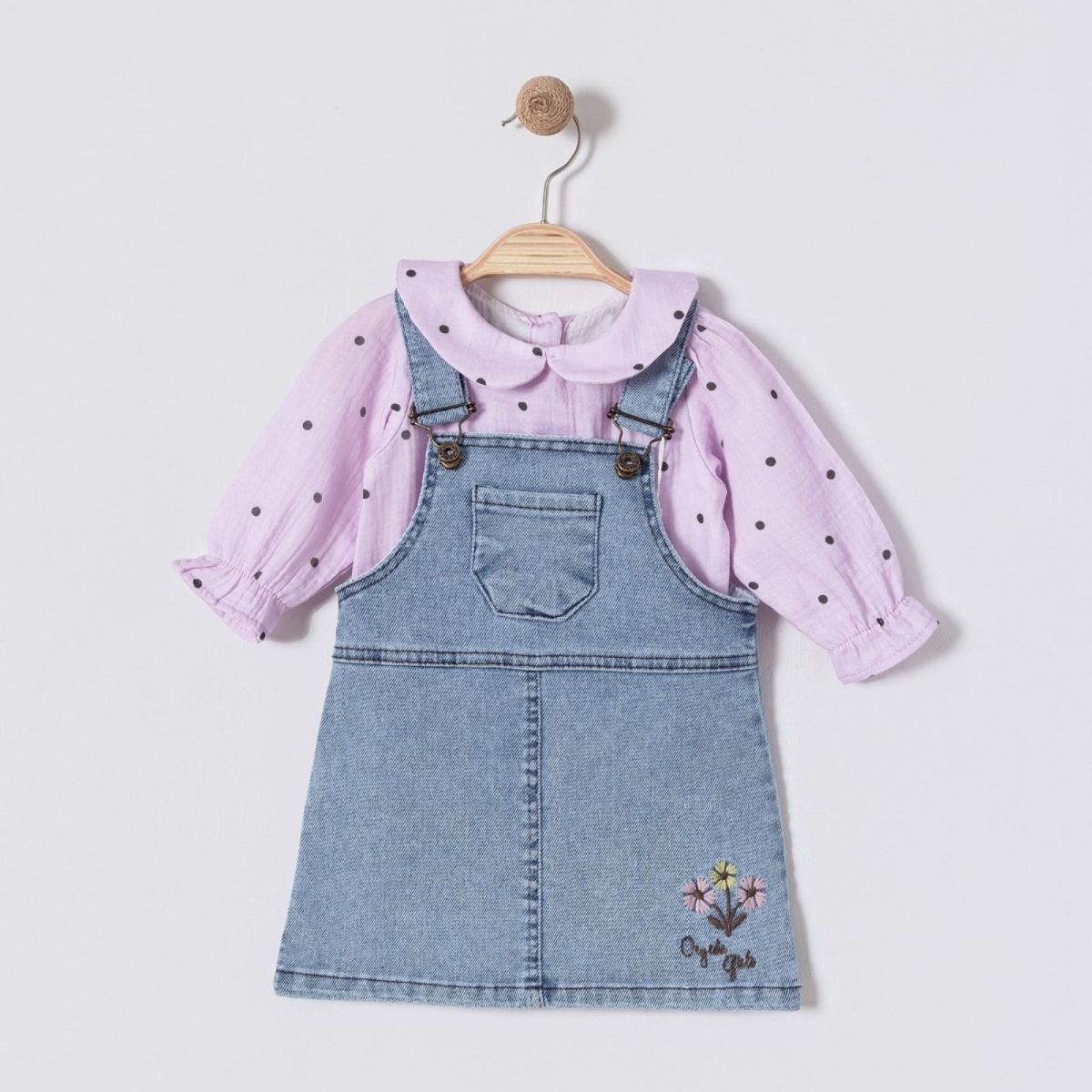 KIZ 9/24 AY ÇİÇEK NAKIŞLI GÖMLEKLİ JİLE