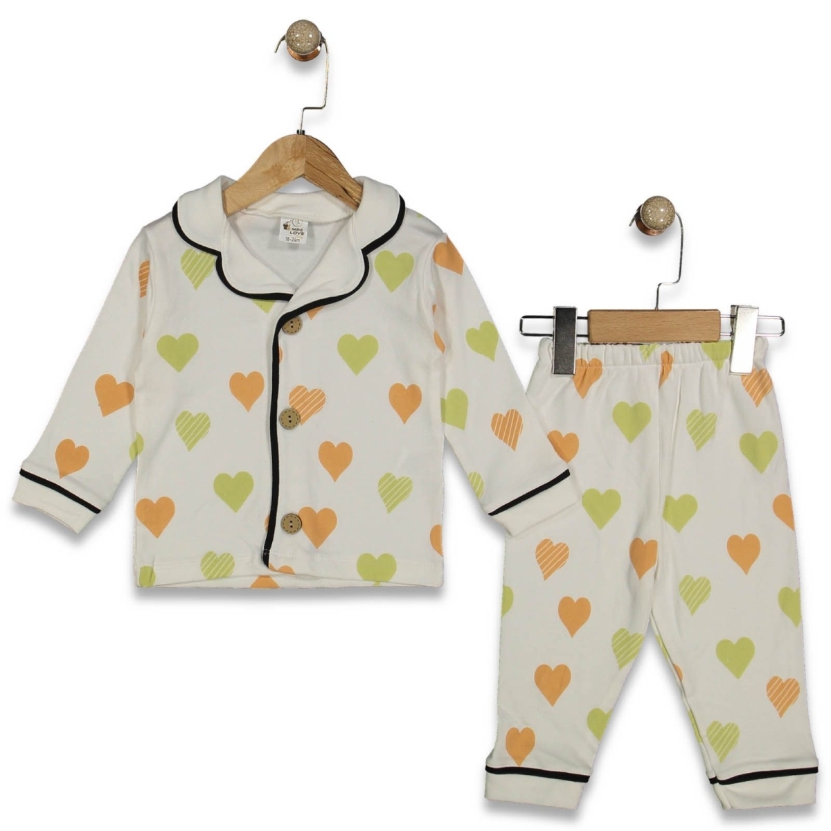 KIZ 9/24 AY ÇİZGİLİ KAPLİ PİJAMA TAKIM