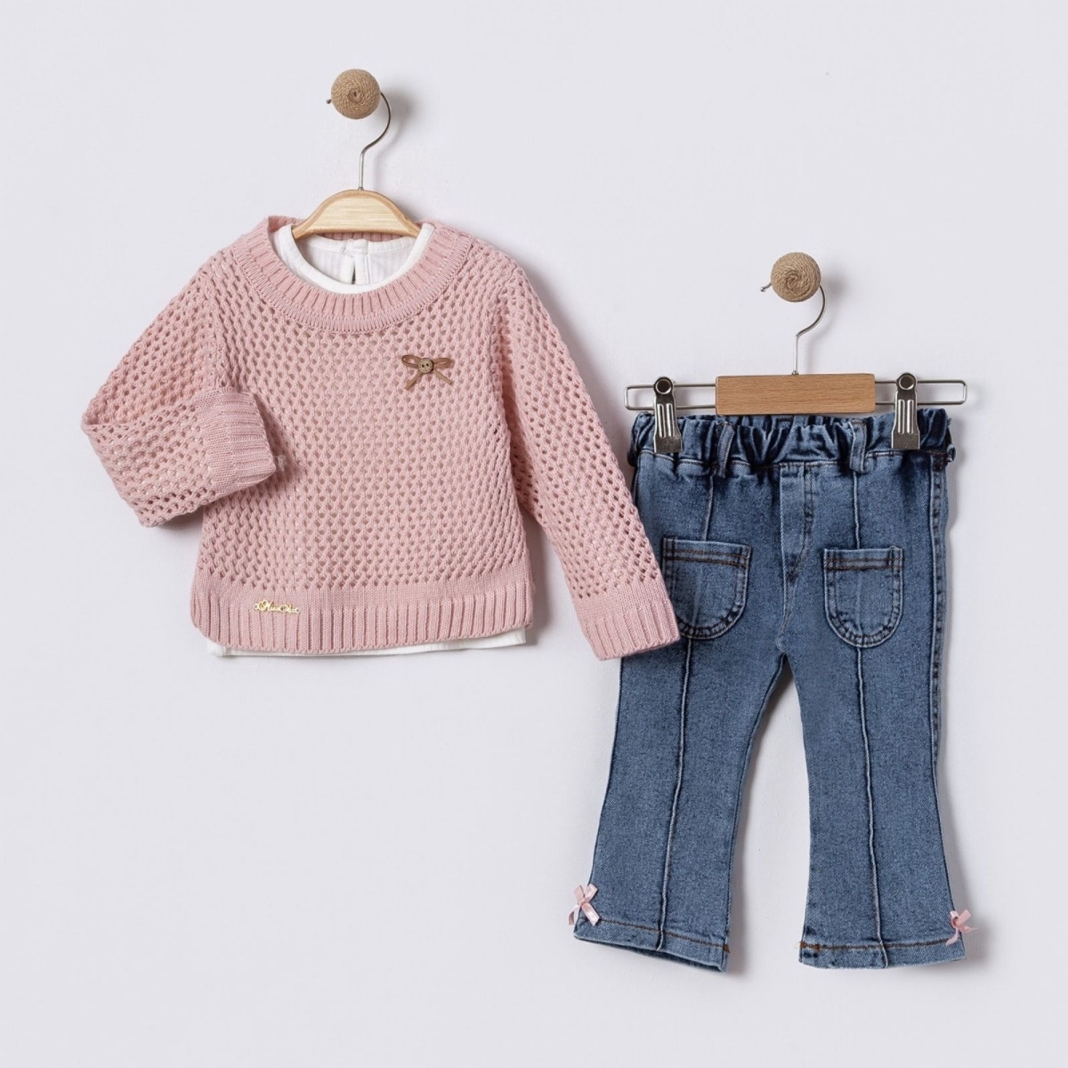 KIZ 9/24 AY DELİKLİ TRİKO HIRKALI  TAKIM