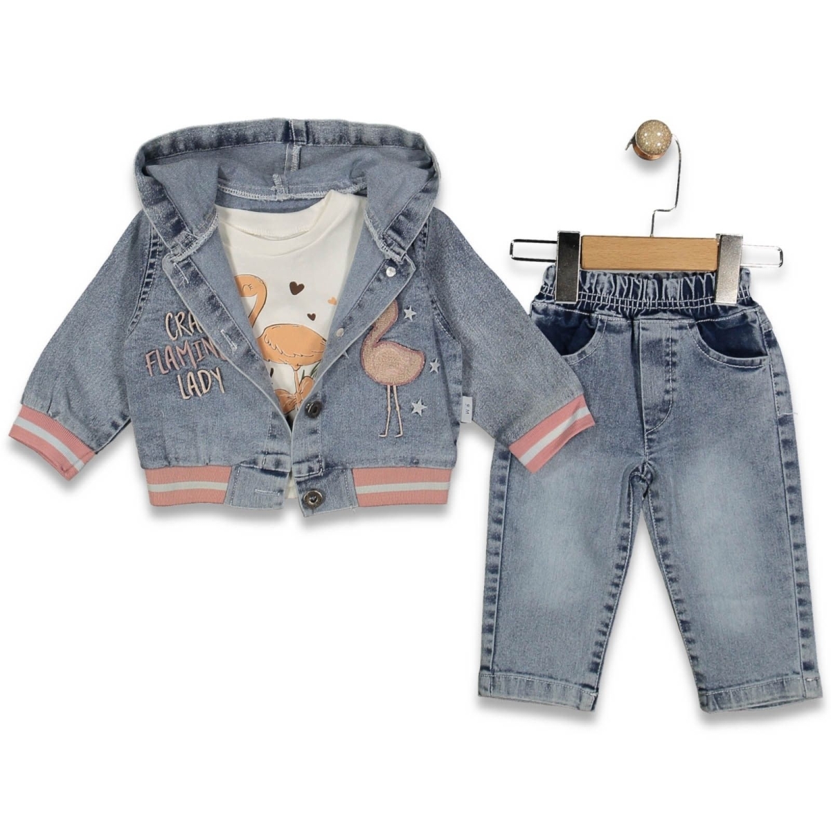 KIZ 9/24 AY FLAMİNGO KOT TAKİM