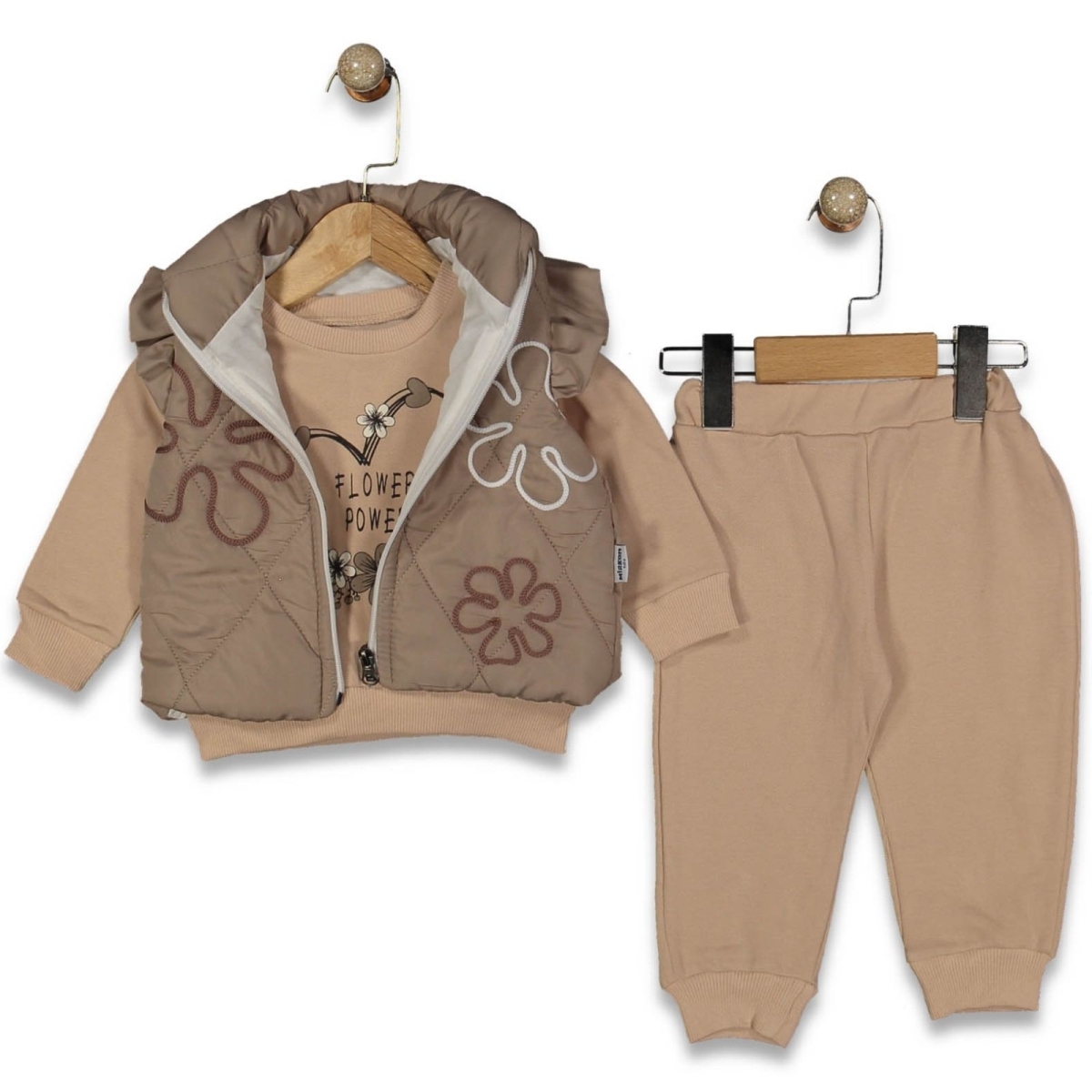 KIZ 9/24 AY FLOWER POWER YELEKLİ 3LÜ TAKIM