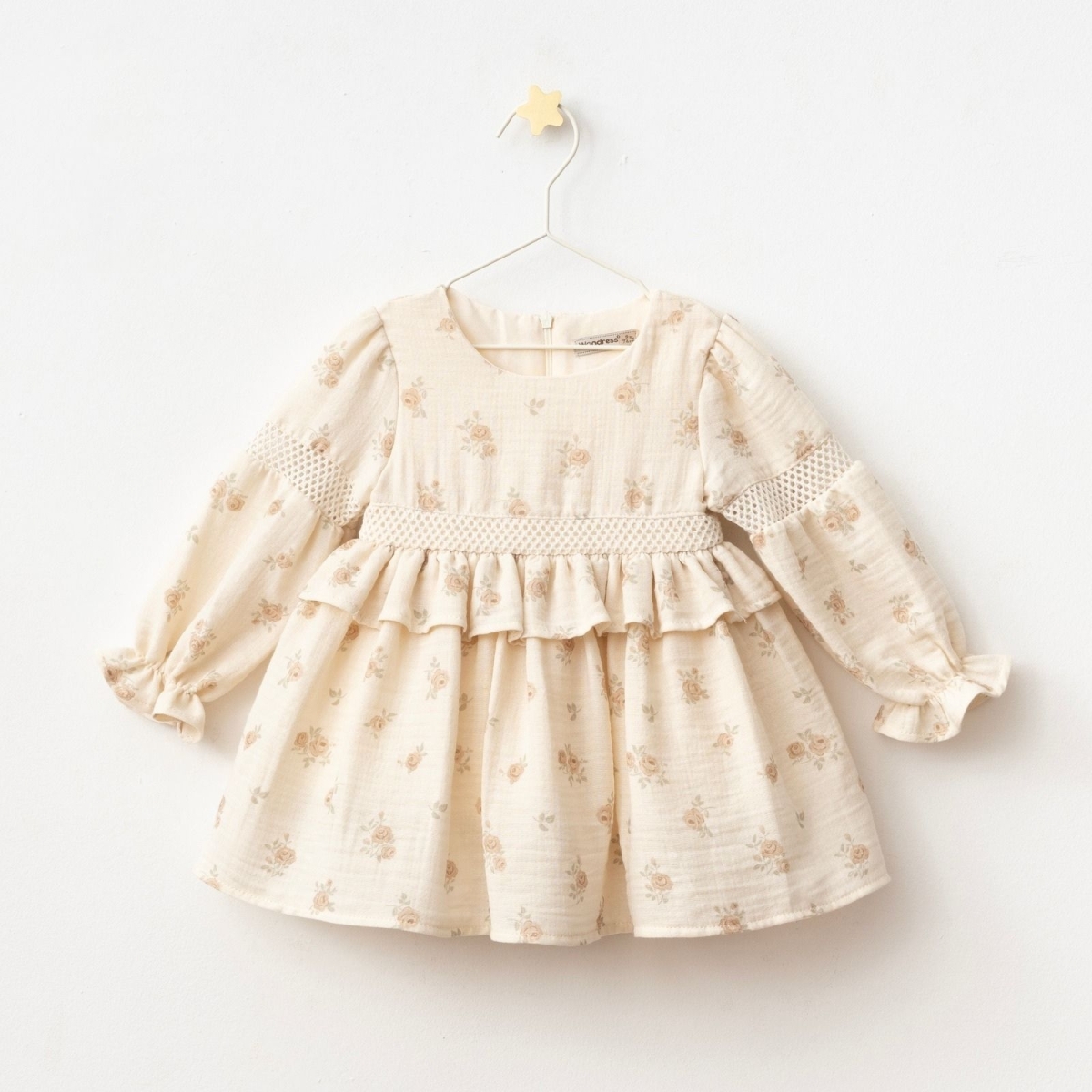 KIZ 9/24 AY GÜL BASKILI ELBİSE