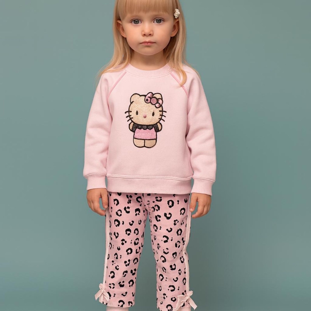 KIZ 9/24 AY HELLO FİTİ BASKILI 2Lİ ŞARDONLU TAKIM