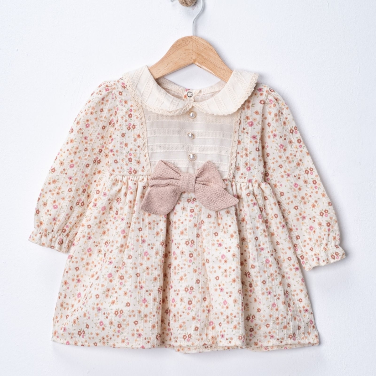 KIZ 9/24 AY İNCİLİ FİYONKLU ELBİSE