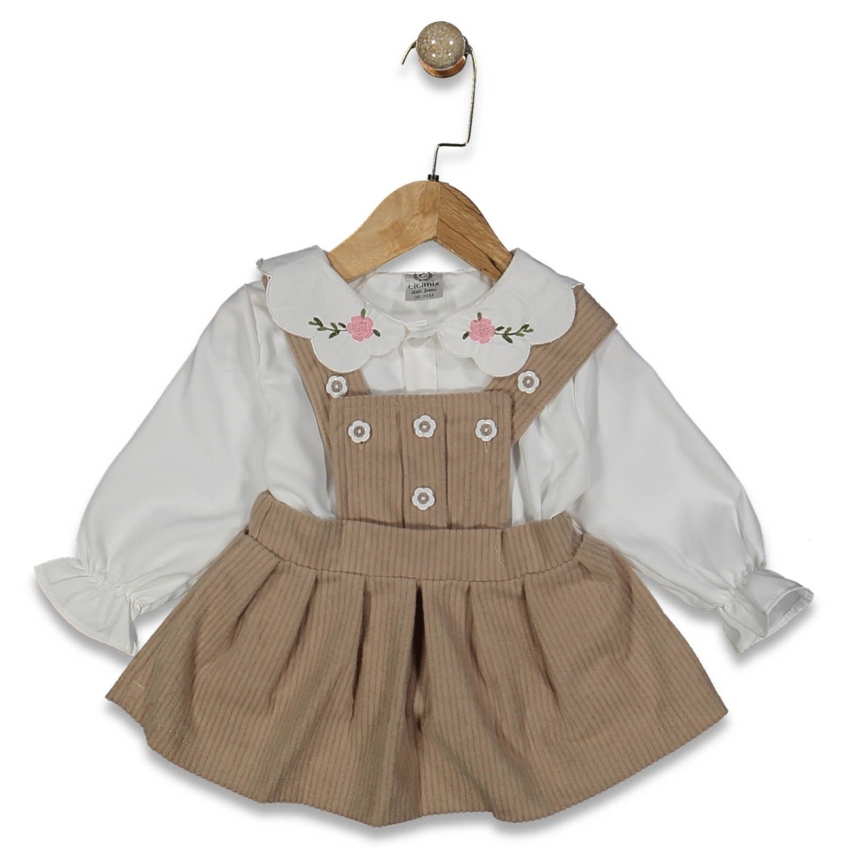 KIZ 9/24 AY KADİFE YAKASI NAKIŞLI GÖMLEKLİ JİLE