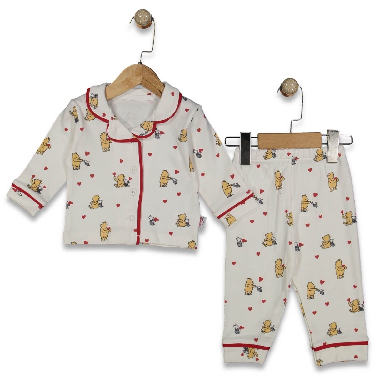 KIZ 9/24 AY KALPLİ KÜÇÜK AYILI BASKILI PJAMA TAKIM