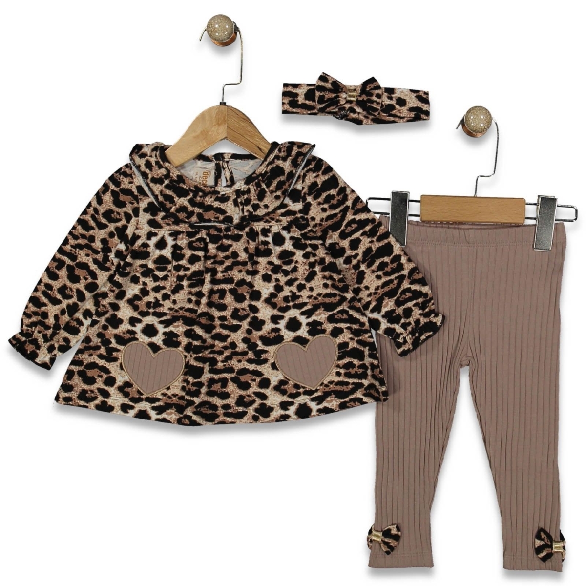 KIZ 9/24 AY KALPLİ LEOPARLI BANDANALI TAKIM