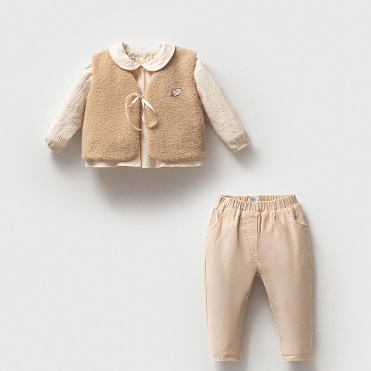 KIZ 9/24 AY KUZU YELEK MÜSLİN GÖMLEK PNT 3&#039;LÜ TAKI