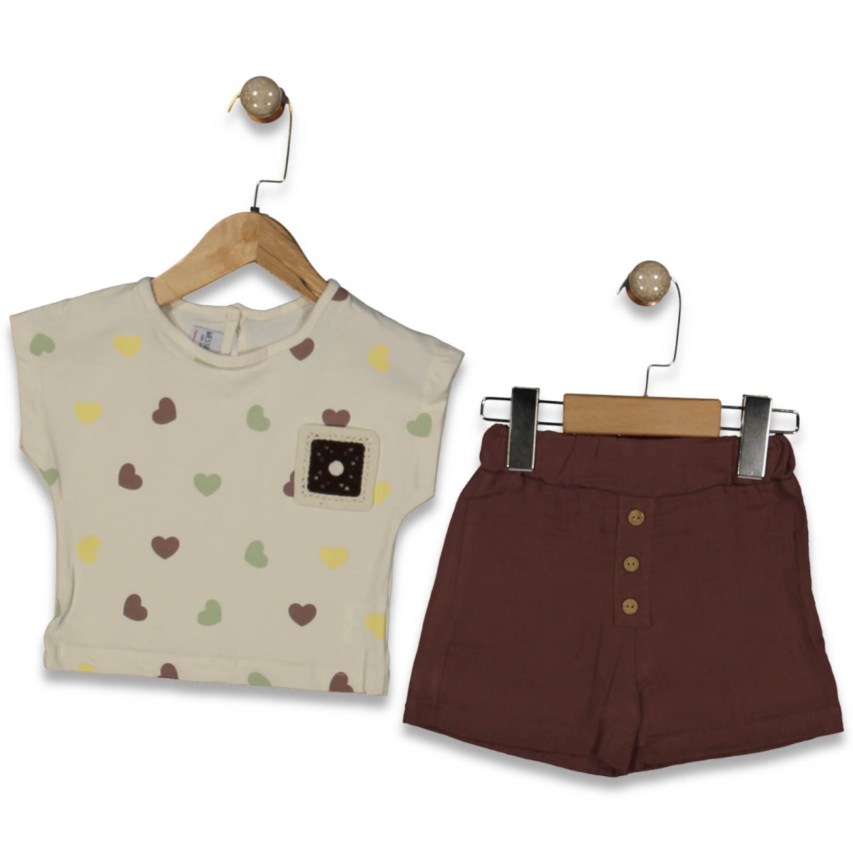 KIZ 9/24 AY NAKIŞLI BASKILI ŞORTLU KIZ TAKIM