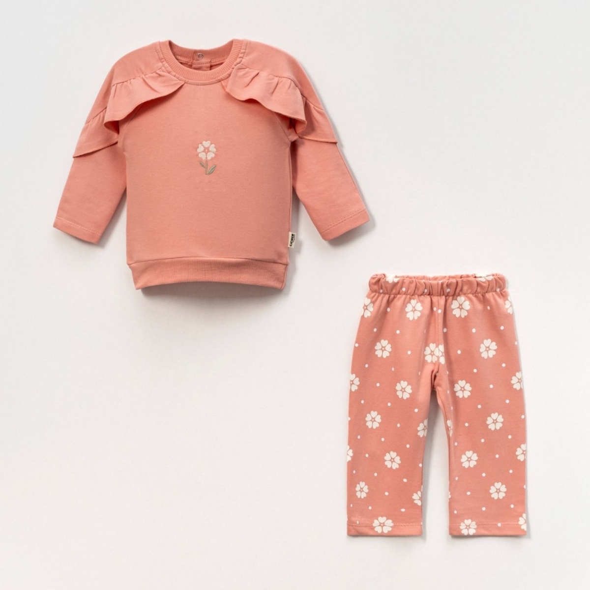 KIZ 9/24 AY NAKIŞLI VE BASKI DTYLI FIRFIRLI TAKIM