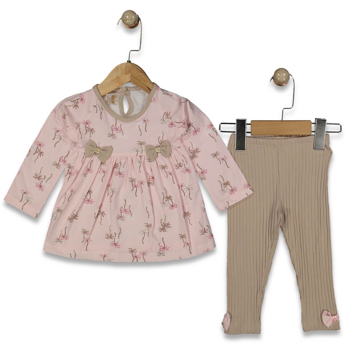 KIZ 9/24 AY PALMİYE DESENLİ FİYONKLU TAKIM