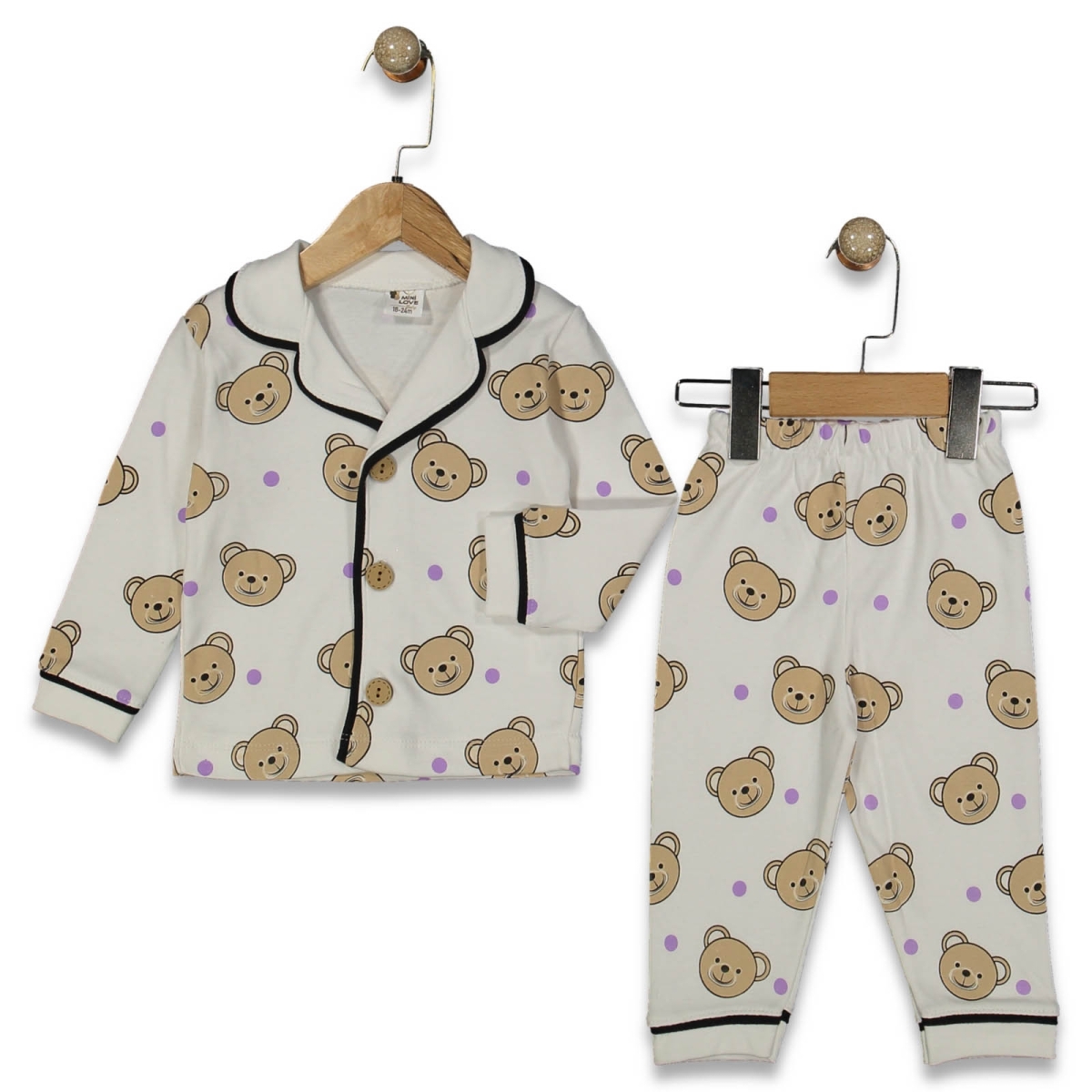 KIZ 9/24 AY PUANLI AYI BASKILI PİJAMA TAKIM
