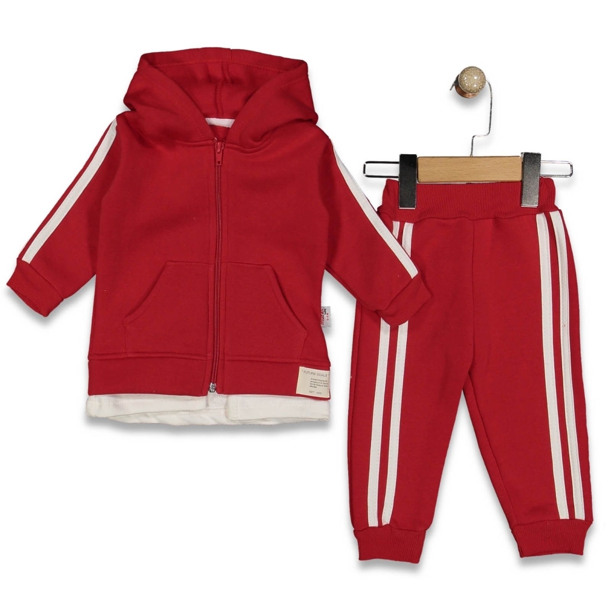 KIZ 9/24 AY ŞERİT DETAYLI ŞARDONLU 3LÜ TAKIM