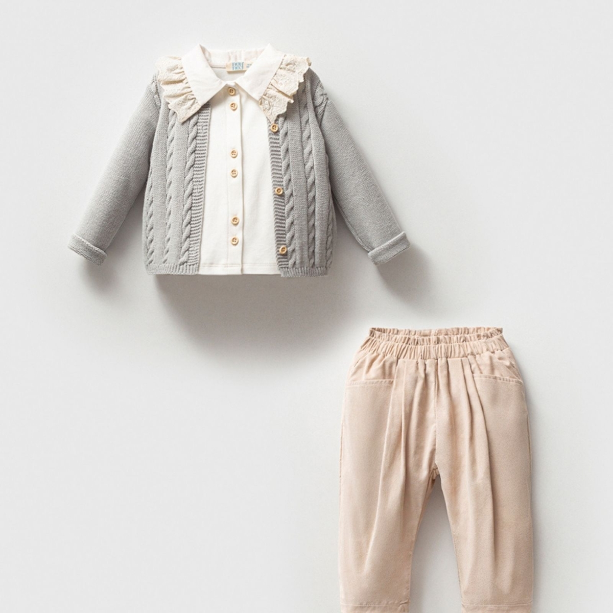 KIZ 9/24 AY TRİKO HIRKA FIR YAKA GÖM KAD PNT 3&#039;LÜ