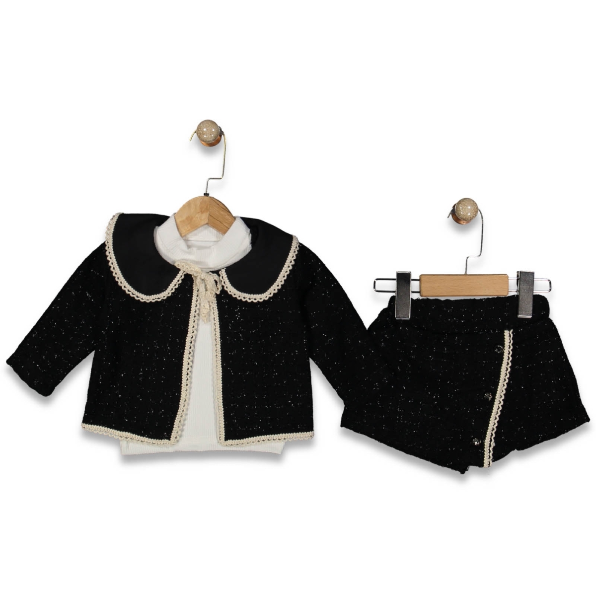 KIZ 9/24 AY YAKA VE CEKETİ DANTELLİ ŞORTLU ŞANEL T