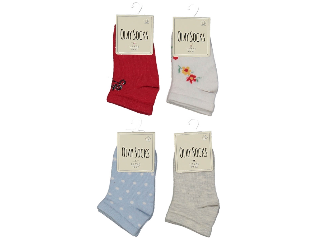 KIZ 9/9 YAŞ ÇİÇEK DESENLİ PATİK ÇORAP