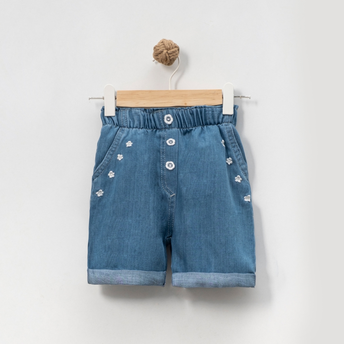 KIZ ÇOCUK 5-8 YAŞ NAKIŞLI KOT ŞORT