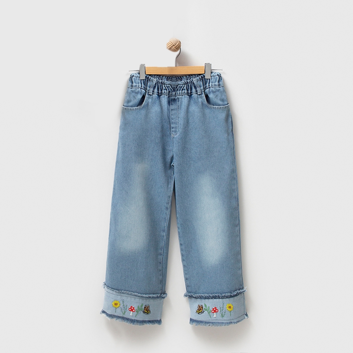 KIZ ÇOCUK 9-12 YAŞ NAKIŞLI BOL PAÇA KOT PANTOLON