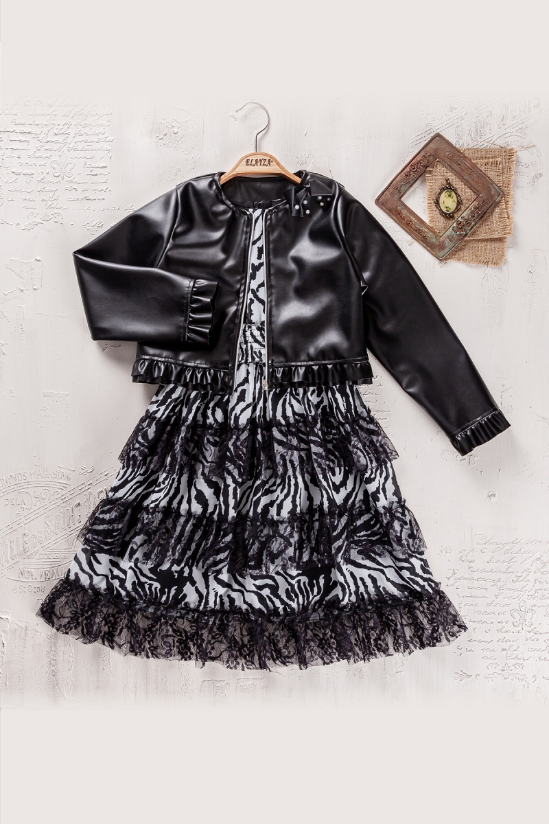 KIZ ÇOCUKLARI İÇİN 5-8 YAŞ BAYRAMLIK CEKETLİ ELBİSE