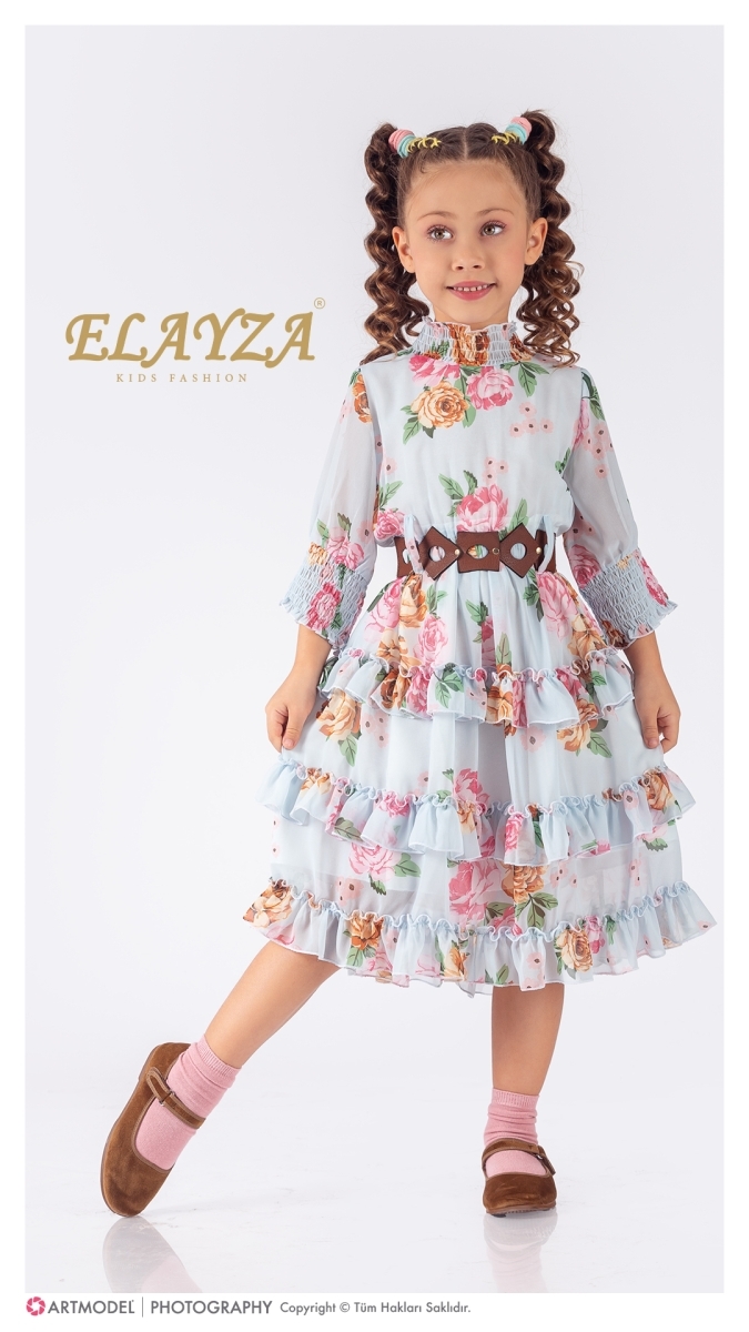 KIZ ÇOCUKLARI İÇİN 5-8 YAŞ KEMERLİ ELBİSE