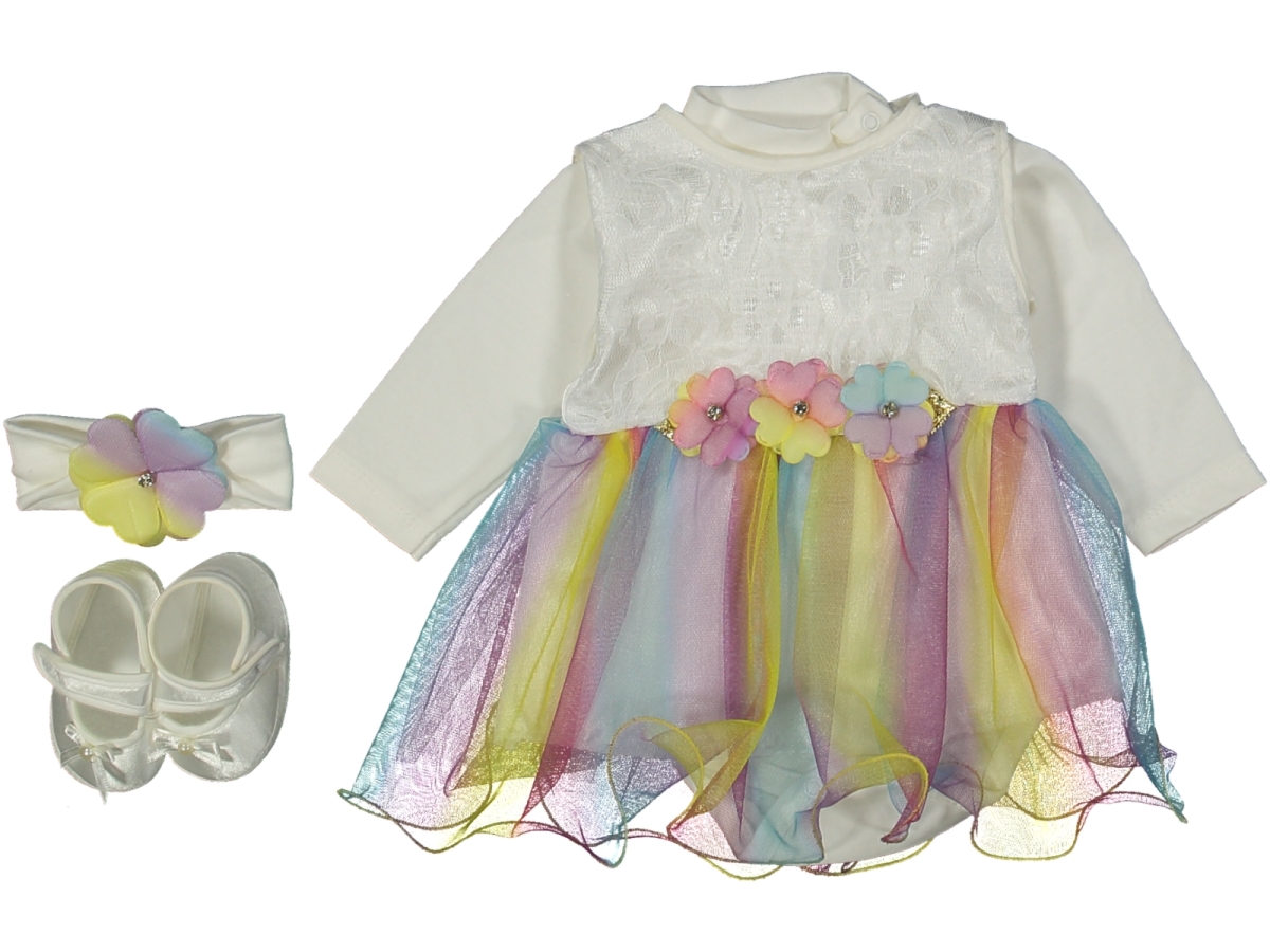 KIZ RENKLİ ÇİÇEKLİ TÜLLÜ MEVLÜTLÜK SET