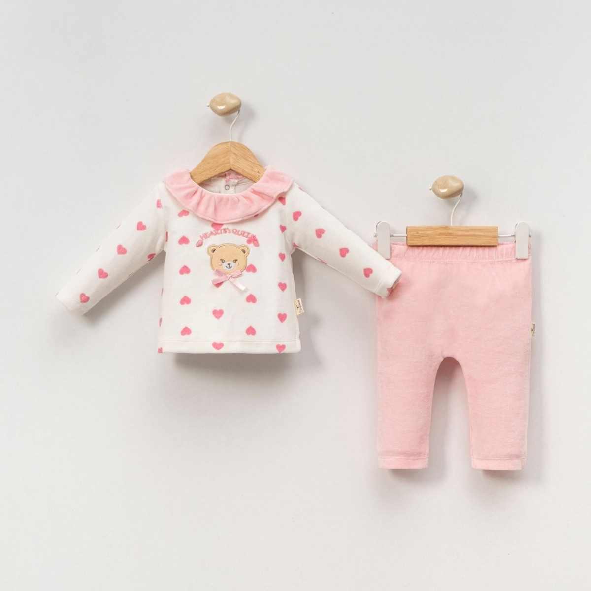 MİNİCAYZEN 6004-KIZ 6/18 AY KADİFE KALPLİ 2Lİ TAKIM