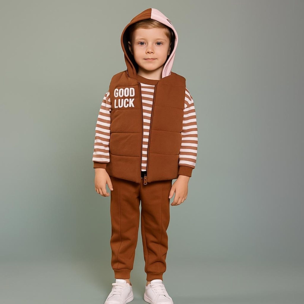 MİNİCE 6414-ERKEK 9/24 AY 23 BASKILI YELEKLİ TAKIM