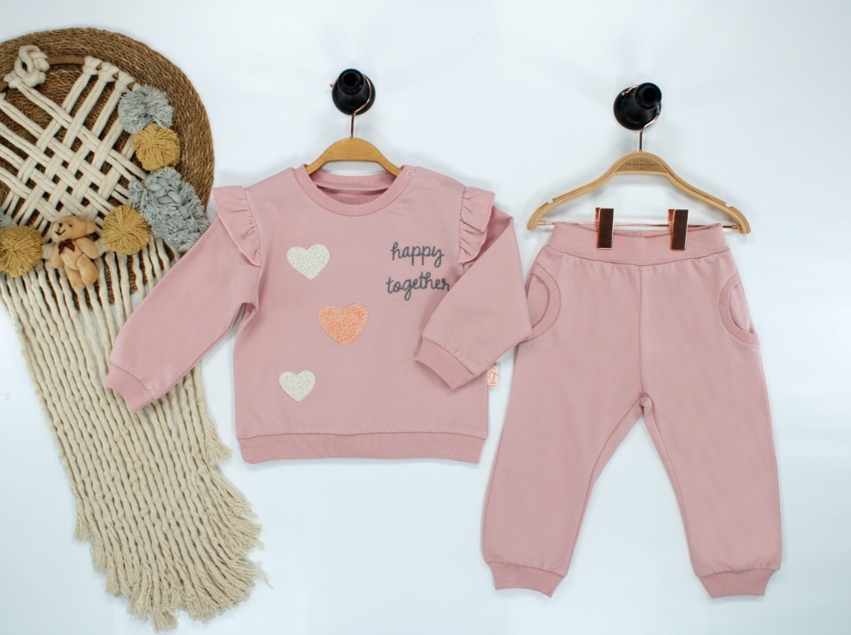 MİNİK KALPLER SÜZENE NAKIŞ KIZ 2&#039;Lİ TAKIM