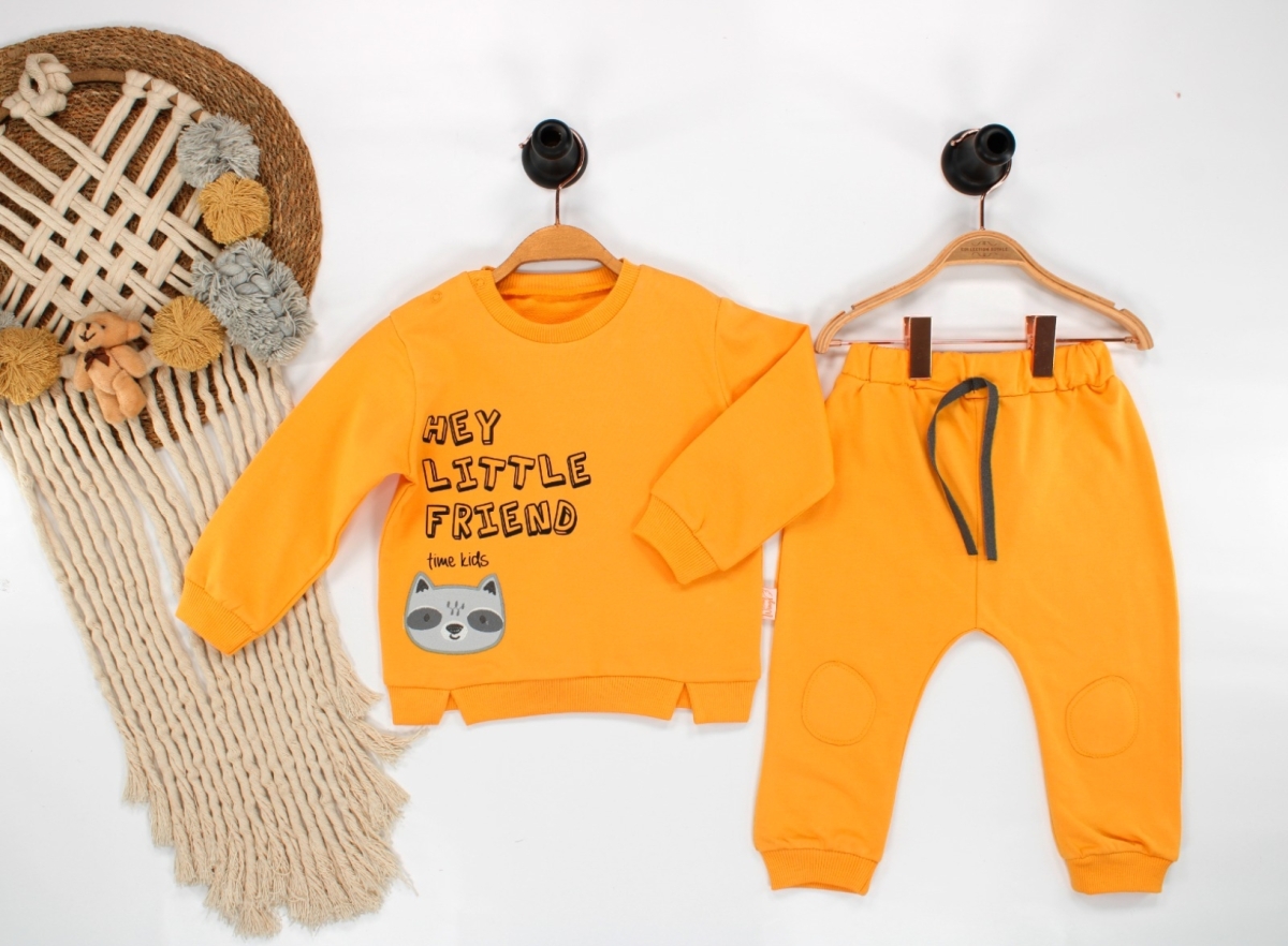 MİNİK RAKUN APLİKE DETAYLI HEY LİTTLE ERKEK 2&#039;Lİ TAKIM