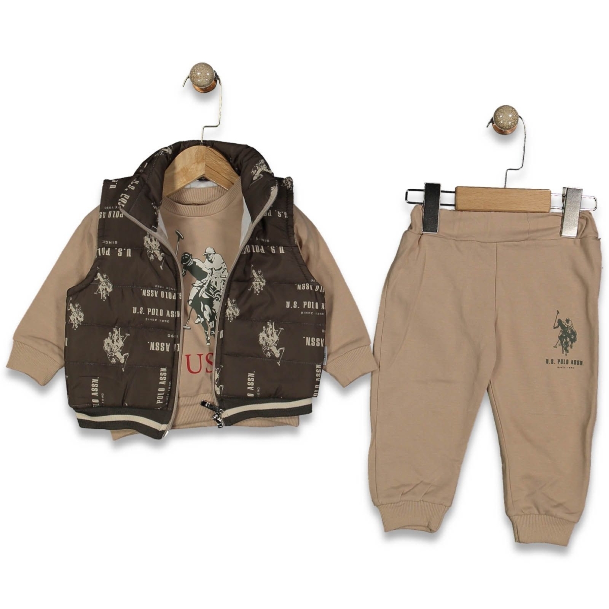 MİRKON BABY-TOTT KİDS 2044-ERKEK 9/24 AY POLO YELEKLİ 3LÜ TAKIM