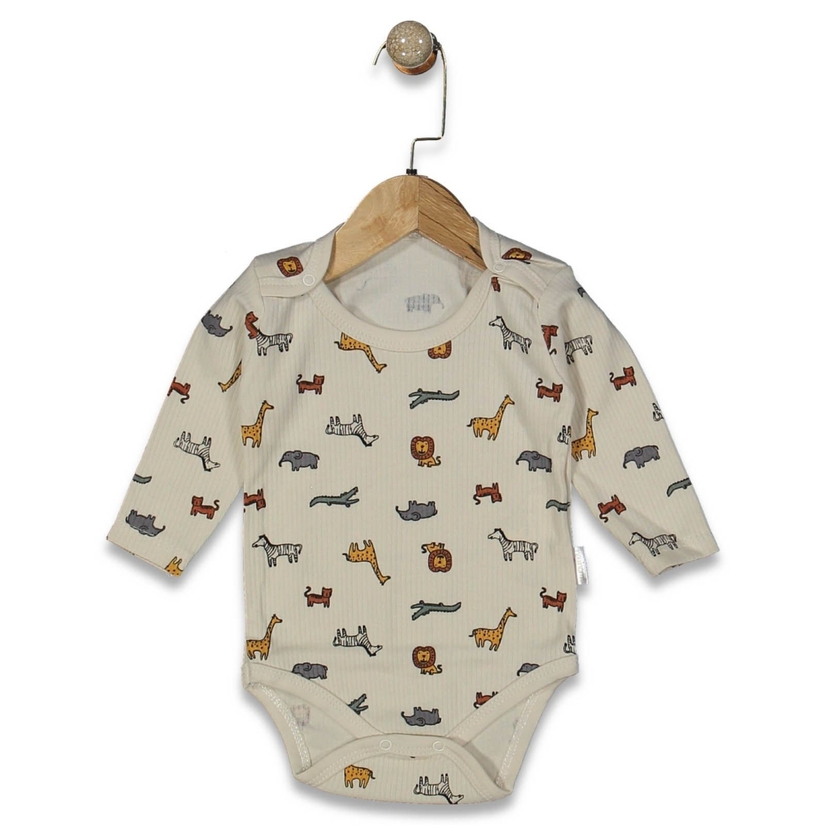 NAYİNOM 2816-UNISEX 1/9 AY HAYVANLAR ALEMİ KOLLU KÜÇÜK BADY