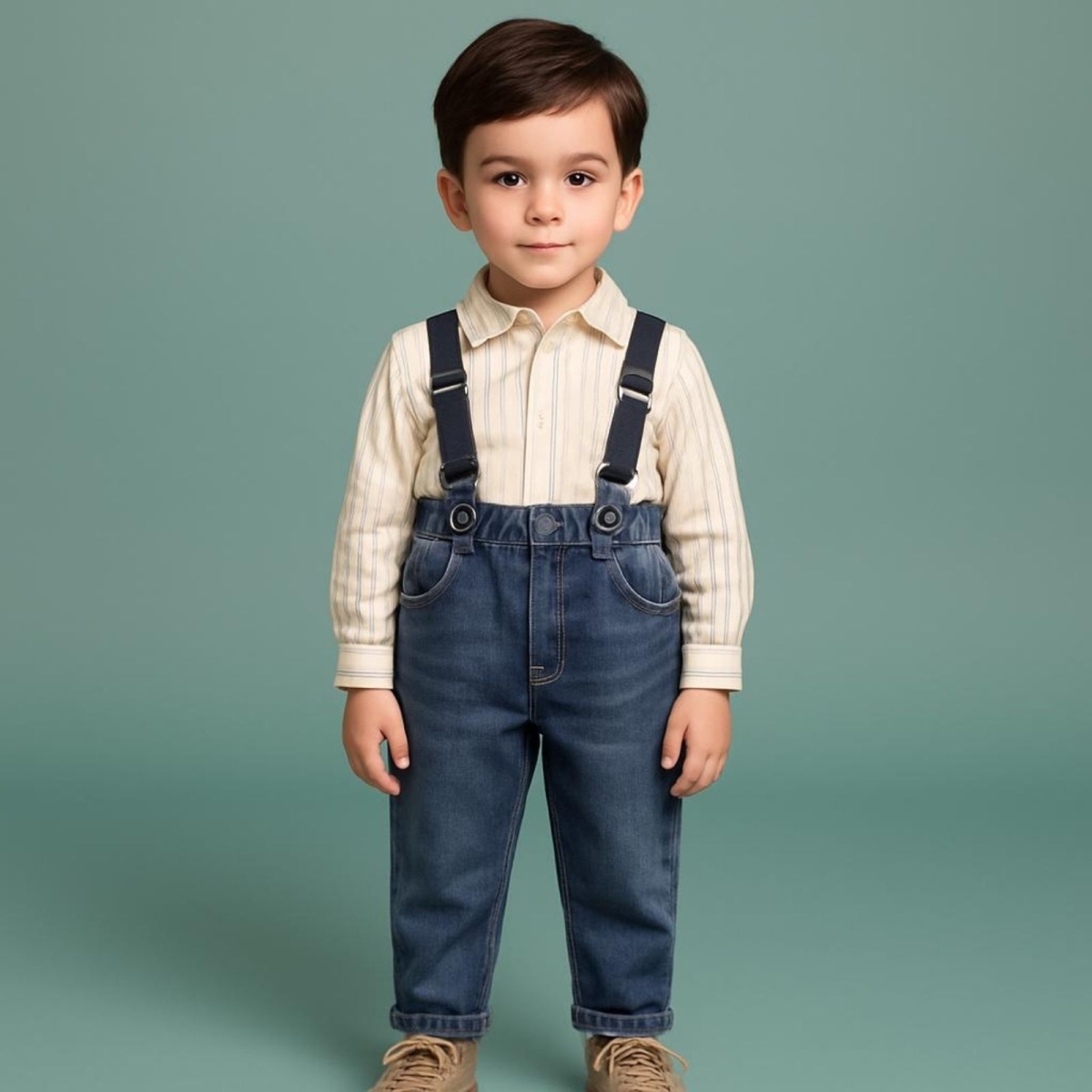 NECİXS 251491-ERKEK 6/24 AY ABRA ÇİZGİLİ GÖMLEKLİ KOT 2Lİ TAKIM