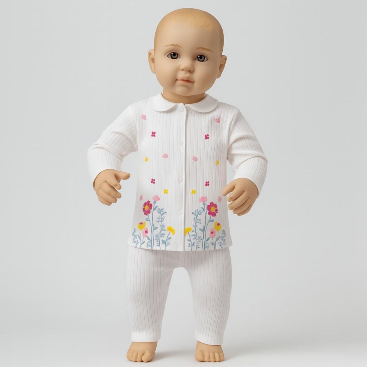 NURHAS BEBE 5017-KIZ 3/6 AY KABARTMA BASKILI ÇİÇEKLİ TAKIM