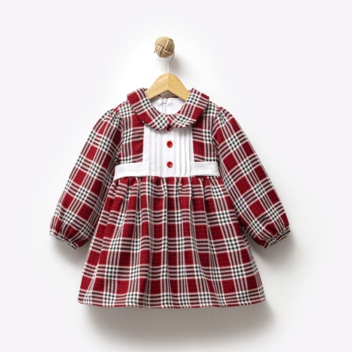 OVERDO KIZ 1-4 YAŞ KIRMIZI EKOSELİ ELBİSE