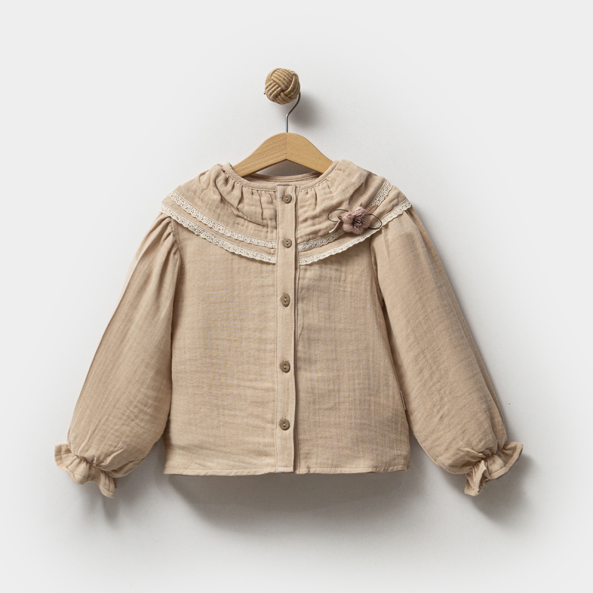 OVERDO KIZ 5-8 YAŞ FIRFIRLI MÜSLİN GÖMLEK