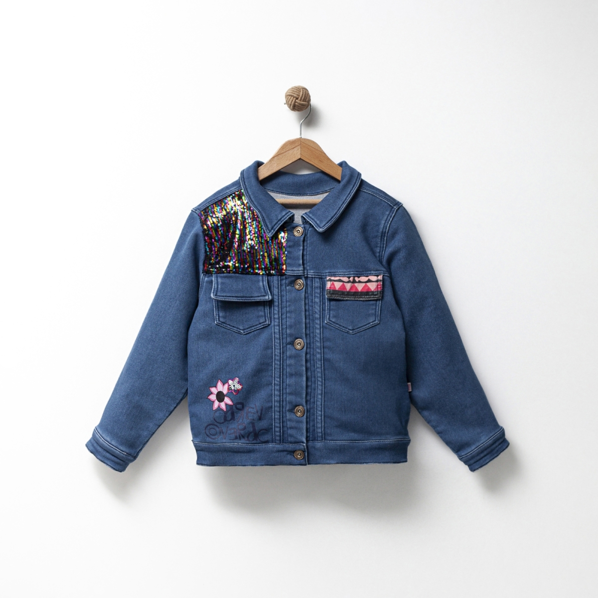 OVERDO KIZ 7-9 YAŞ PUL İŞLEMELİ  KOT CEKET